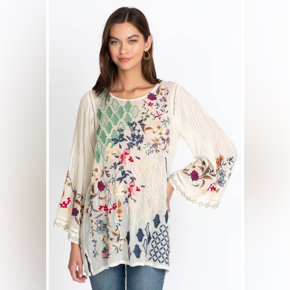 NWT Johnny Was Esmerelda Embroidered Bateau Tunic Blouse Sz XXS